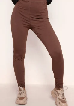 Alaya Chocolate Ruched Bum Thick Jersey Leggings