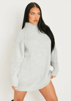 Amie Grey Chunky Knit Jumper Dress