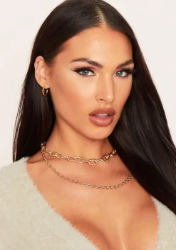 Amy Gold Chunky Double Chain Necklace
