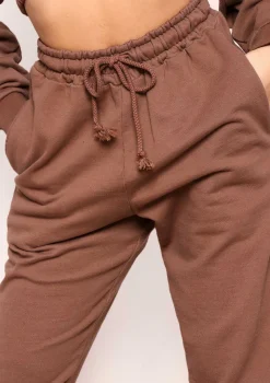 Angela Chocolate Elasticated Hem Drawstring Joggers