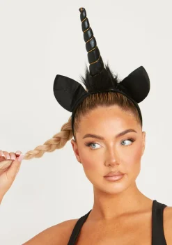 Angelica Black Unicorn Headband