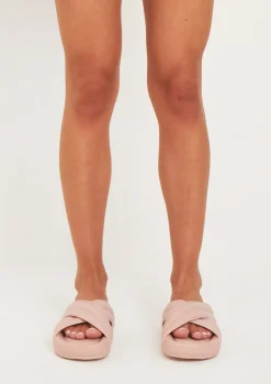 Angelina Pink Crossover Flat Sandals