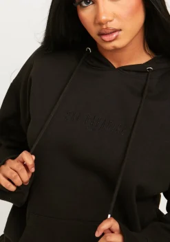Bella Black Ski Paradise Embroidered Oversized Hoodie