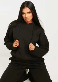Bella Black Ski Paradise Embroidered Oversized Hoodie