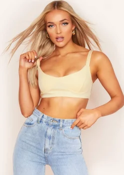 CariDee Cream Ribbd Cupped Bralet Crop Top