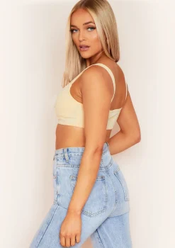 CariDee Cream Ribbd Cupped Bralet Crop Top