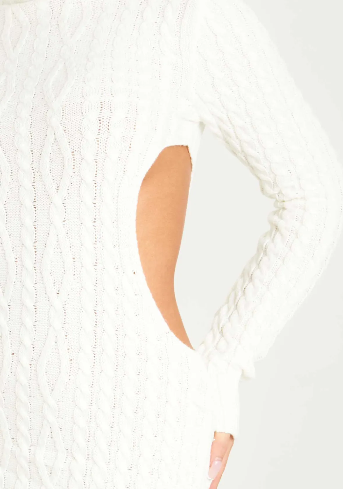 Cecilia Cream Cut Out Knitted Dress