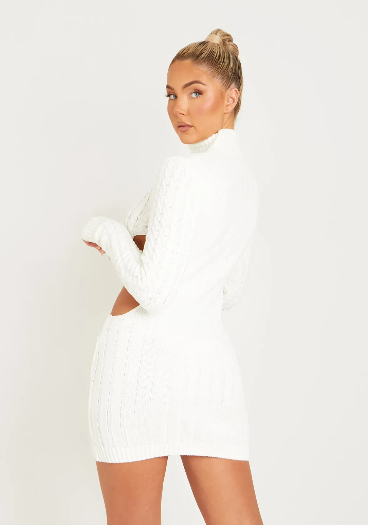 Cecilia Cream Cut Out Knitted Dress