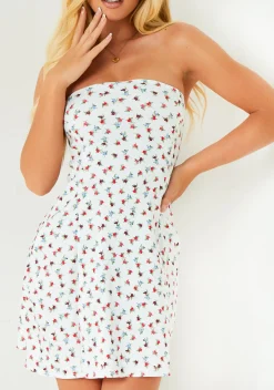 Dani White Floral Skater Bandeau Dress