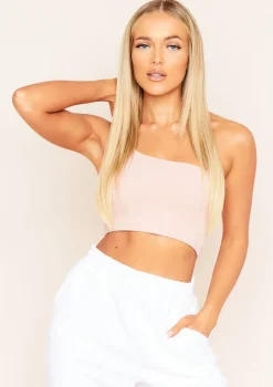 Diane Rose Pink One Shoulder Basic Crop Top