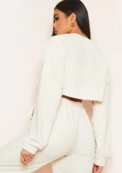 Ebba Cream Cropped Velour Sweater
