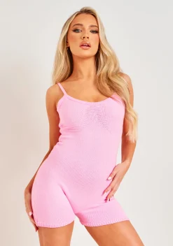 Eliana Pink Thick Knitted Unitard