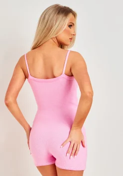 Eliana Pink Thick Knitted Unitard