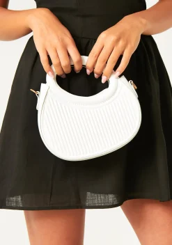 Eliza White Oval Top Handle Crossbody Bag