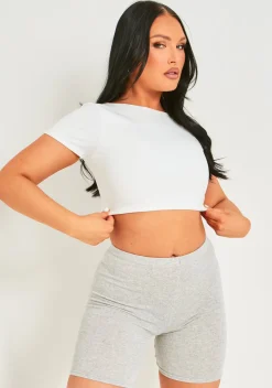 Elle White Premium Sculpt Backless Crop Top