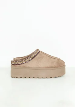 Emily Mocha Platform Faux Fur Lined Slip On Boots