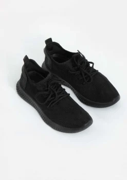 Hannah Black Knitted Trainers
