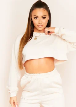 Hedda Stone Cropped Loopback Sweatshirt
