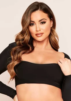 Isabella Black Double Layer Crop Top