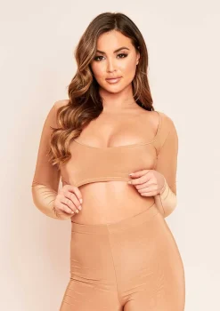 Isabella Camel Double Layer Crop Top