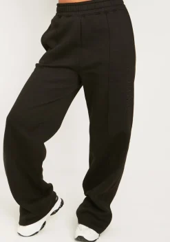 Jamilla Black Ski Paradise Embroidered Seam Front Wide Leg Jogger
