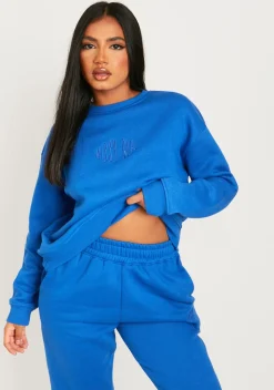 Jasmine Blue Missy Girl Embroidered Oversized Sweatshirt