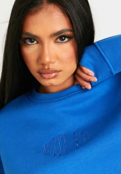 Jasmine Blue Missy Girl Embroidered Oversized Sweatshirt