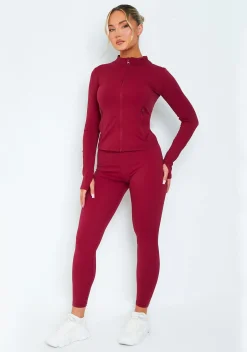 Jenna Burgundy Active Long Sleeve Jacket