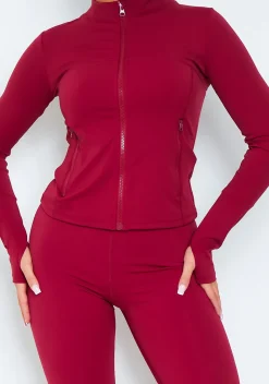 Jenna Burgundy Active Long Sleeve Jacket