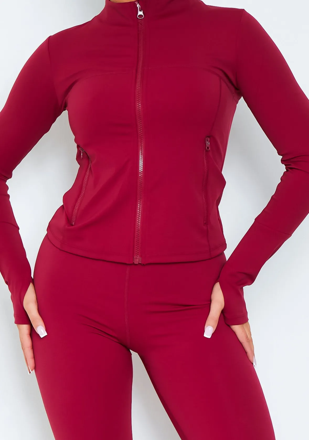 Jenna Burgundy Active Long Sleeve Jacket