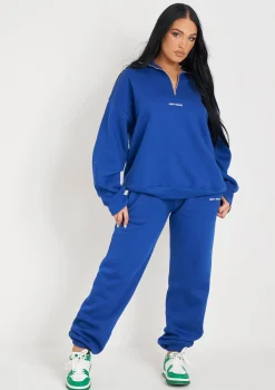 Jianna Cobalt Blue Embroidered Cuffed Joggers