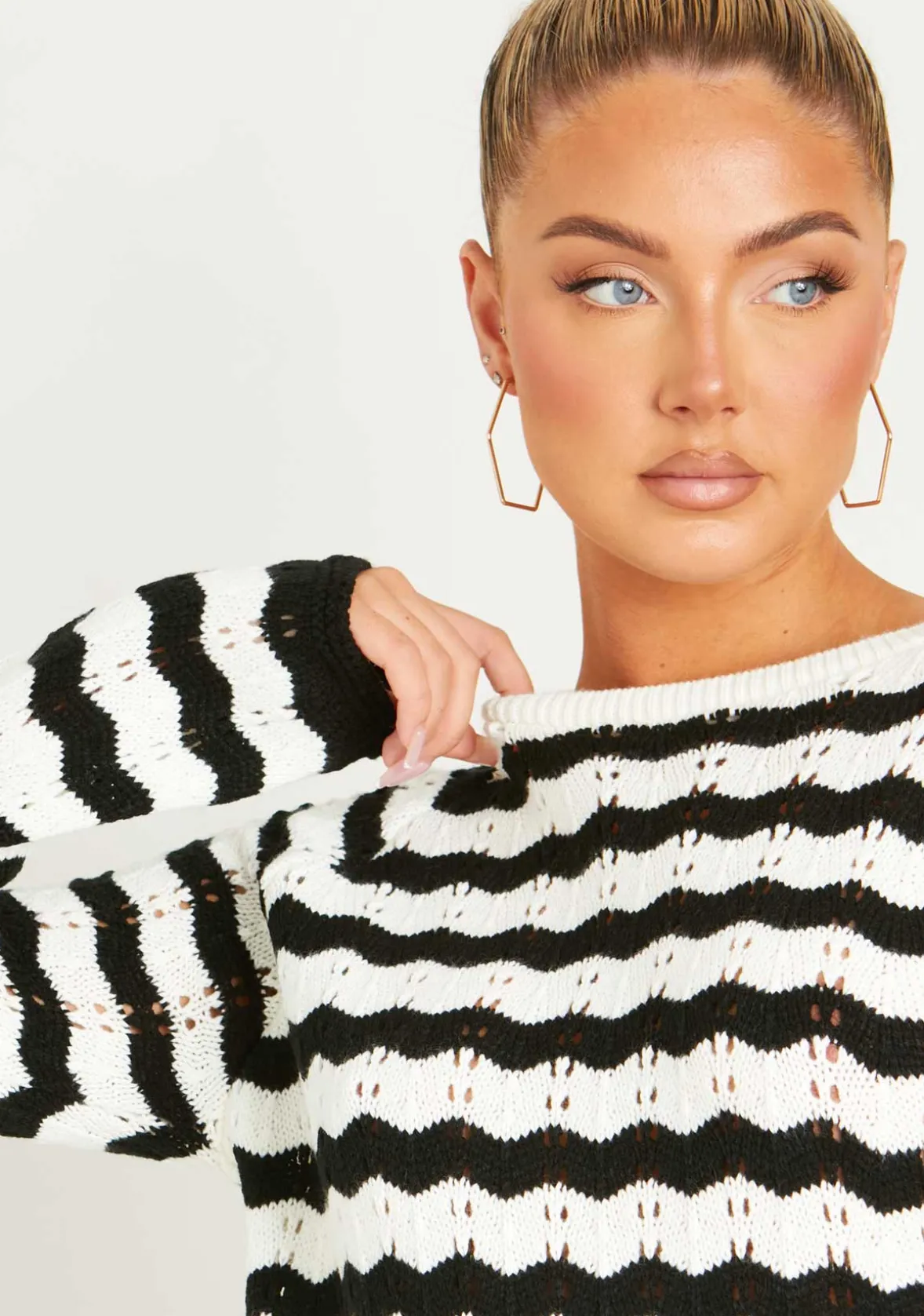 Kaylee Black And White Crochet Mini Dress