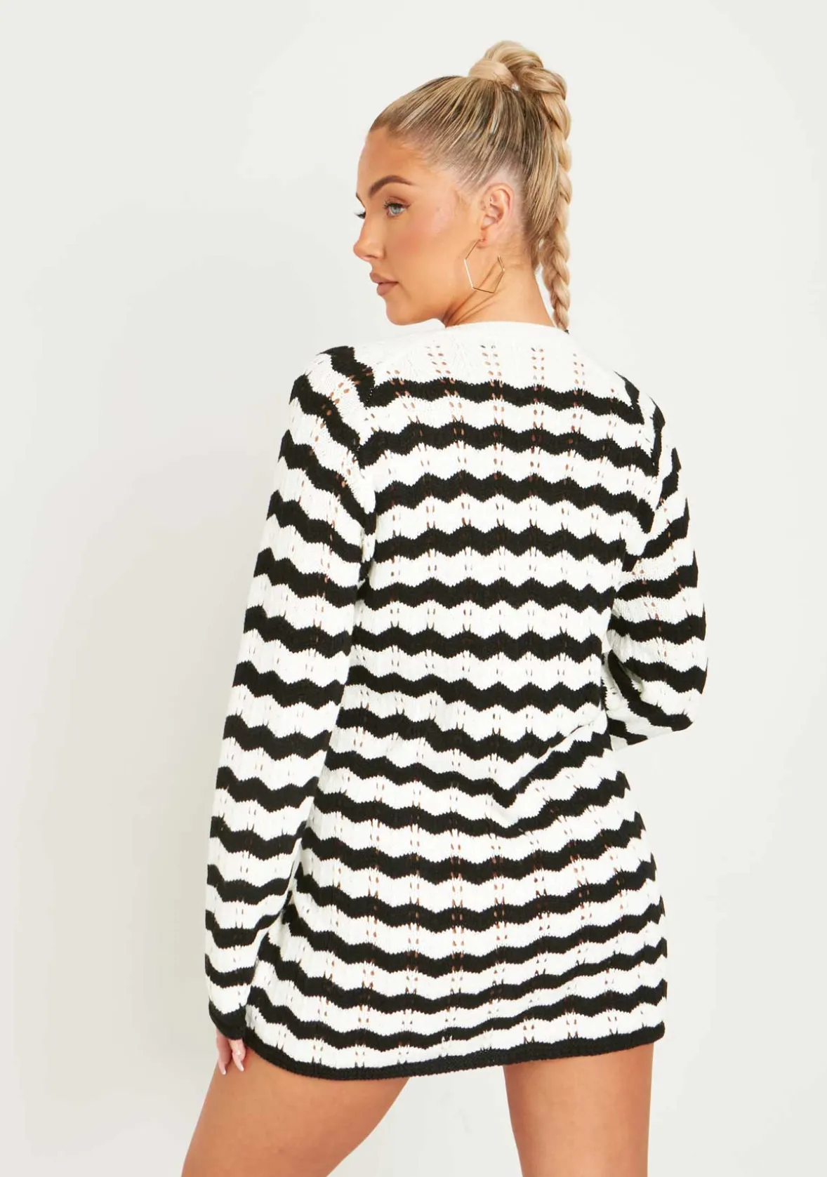 Kaylee Black And White Crochet Mini Dress