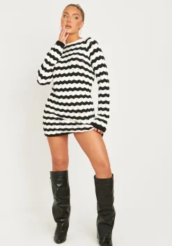 Kaylee Black And White Crochet Mini Dress