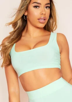 Kendra Mint Green Square Neck Cropped Vest Top
