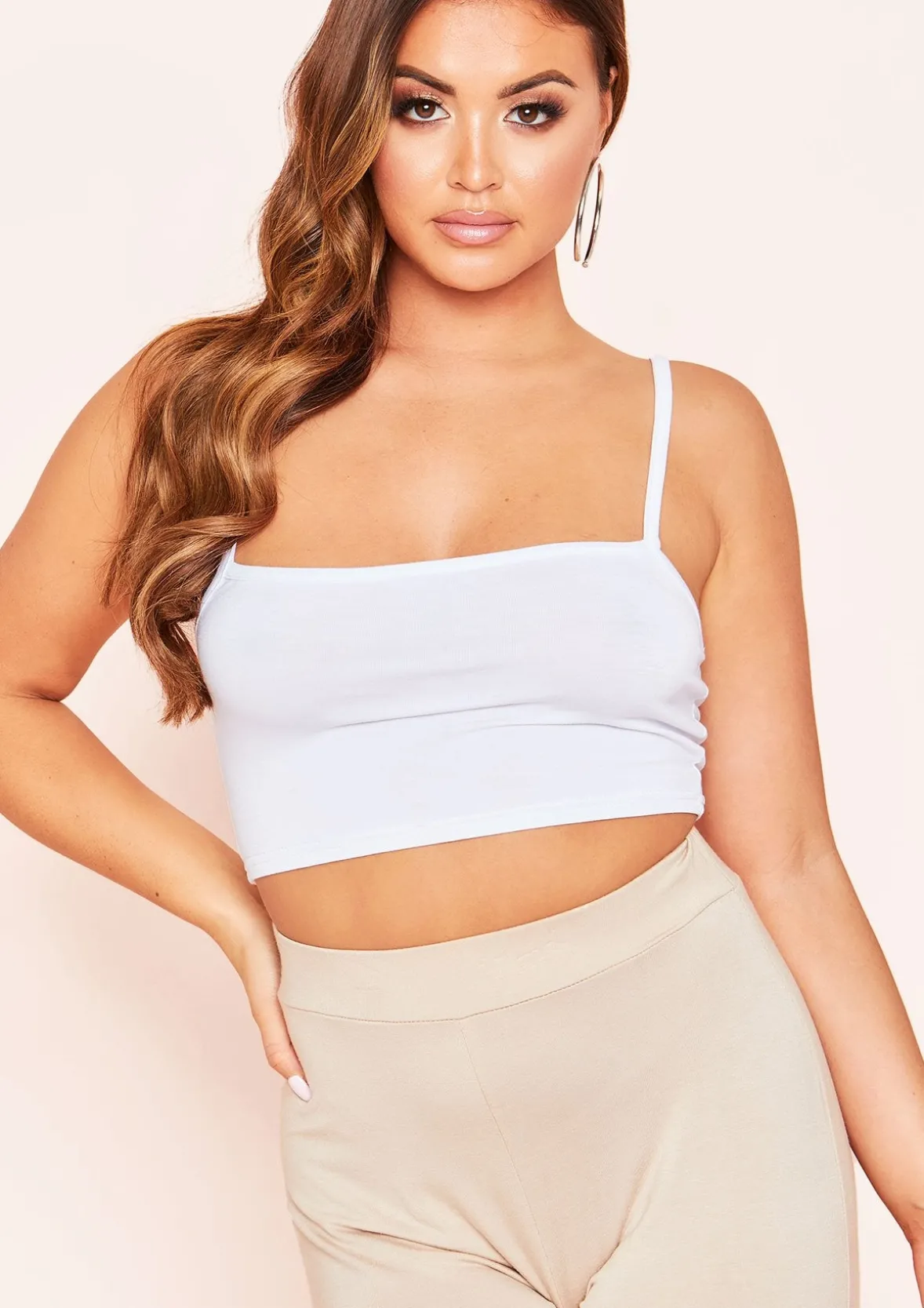 Laila White Basic Jersey Strappy Crop Top