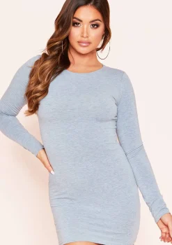 Lexi Grey Long Sleeve Basic Jersey Mini Dress
