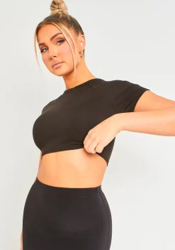 Marianna Black Premium Sculpt Crop Tee
