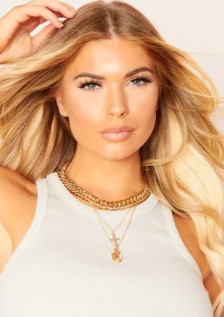 Marie Gold Cross Chunky Chain Necklace