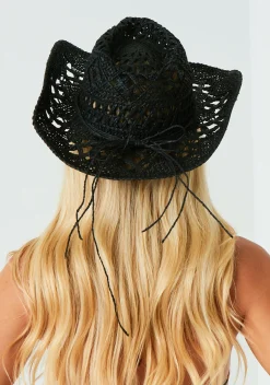 Mimi Black Straw Cowboy Hat