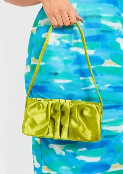 Monica Lime Ruched Handbag