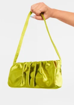 Monica Lime Ruched Handbag
