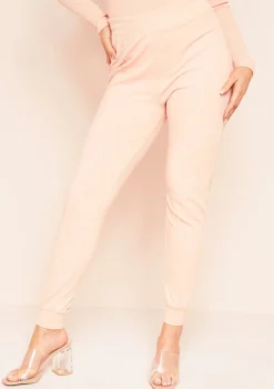 Nayla Peach Ribbed Slim Leg Joggers