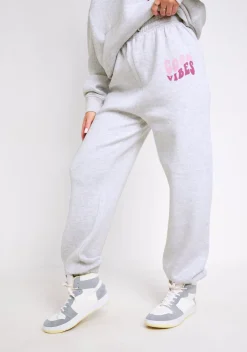 Nina Grey Marl Oversized Graphic Print Joggers