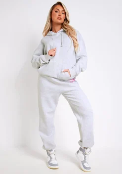 Nina Grey Marl Oversized Graphic Print Joggers