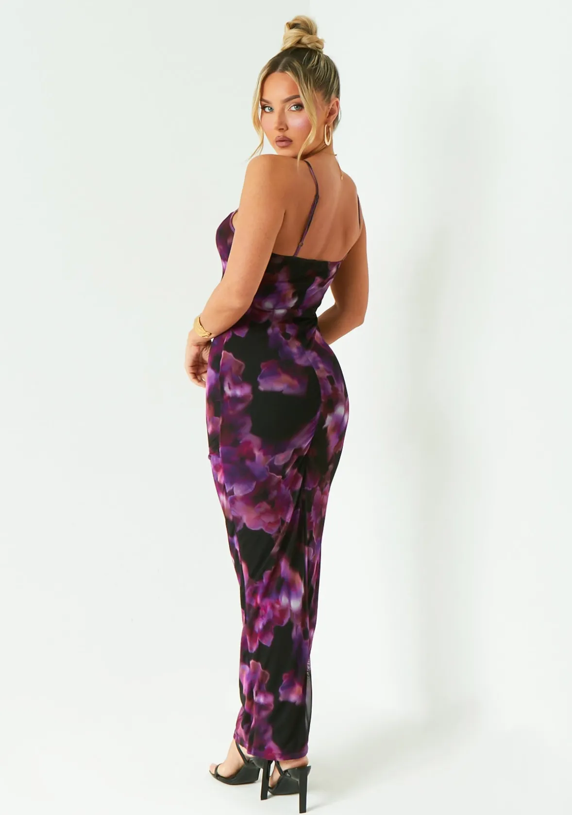 Nina Purple Multi Colour Printed Maxi Dress