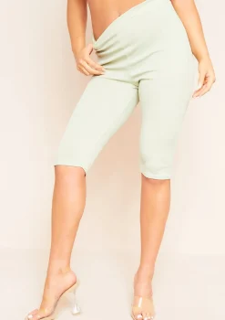 Ofira Sage Basic Ribbed High Waisted Cropped Leggings