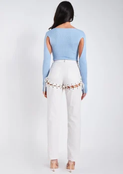 Phoebe Blue Cut Out Detail Knitted Bodysuit