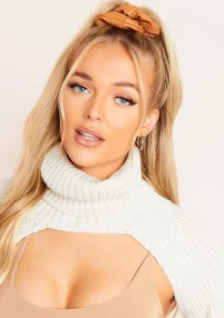 Raine Camel Faux Leather Scrunchie