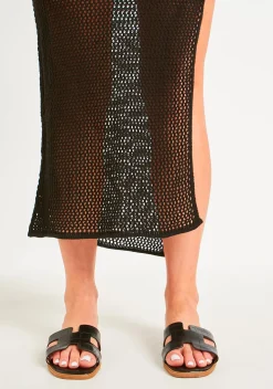 Riley Black Croc Effect Sandals
